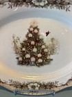 Cracker Barrel Large Serving Platter Woodland Christmas Tree Cardinals Stoneware
