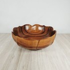 Mcm Blair Signed Hawaiian Koa Wood Scalloped Lotus Flower Bowl Approx  9  X 3  