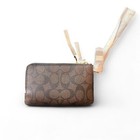 Nwt Coach Double Corner Zip Wristlet In Blocked Signature Canvas
