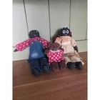 Primitive Folk Art Rag Dolls Set Pennsylvania Heirloom Signed  1940s Handmade