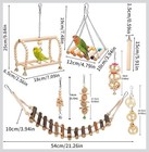 8pc Natural Wood Bird Toys Parrot Swing Bridge Climbing Ladder For Parakeet Cage