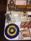 Vintage Huge Dollhouse  Wood  Plastic Ceramic  Metal Furniture   Accessories Lot