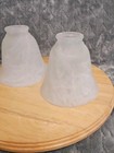 Vtg Set Of 2 White Frosted Alabaster Glass Shades 5  Tall X 2 1 4  Fitter Appx 