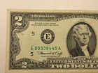 Rare 1976 Bicentennial  2 Low Fancy Serial Number E004338445a Two Dollar Bill