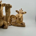 Vicki Grabowski Ceramic Dragon Pair Gargoyle Figurine 6  Studio Art Vtg