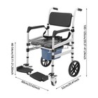Foldable Shower Rolling Chair Adjustable Seat Folding Bath Wheelchair W  Wheels