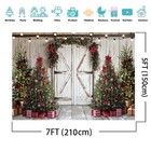 7x5ft Christmas Rustic Barn Door Photography Backdrop Winter Xmas Tree Gift