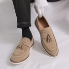 Men s Suede Retro Tassels Business Oxfords Flat Causal Pull On Driving Shoes Man