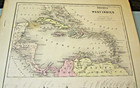 1860 Colton West Indies Map Antique Color Original Cuba Hayti Jamaica Dominica