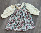 Vtg Jolene Floral Velvet Long Sleeve Dress 3t Collar Baby Toddler Holiday Usa