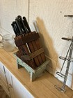 Vintage Primitive Wooden Knife Block Free Shipping Farmhouse Decor