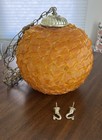 Mcm Mid Century Vintage 70   s Orange Lucite Ribbon Swag Hanging Lamp Globe Rare