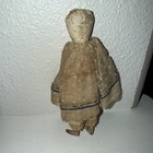 Antique Doll 5 1 2  Dressed Leather Body Wood Legs