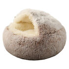 Cat Bed Cave Round Plush Fluffy Hooded Cat Bed Donut Self Warming Pet Dog Bed