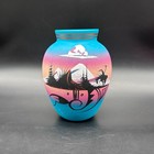 Native American Pottery Vase Jay Navajo Hand Painted Southwestern Signed Pink