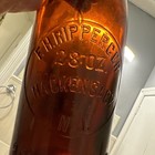 F h ripperger Hackensack N j  Amber Embossed Slug Plt Blob Top 28 Oz Bottle 
