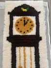 Vintage Mid Century Latch Hook Art Grandfather Clock Hickory Dickory Dock 1970s
