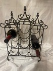 Vintage Regency Pagoda Wrought Iron Twisted Wine Rack 9bottle Countertop