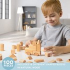 Wooden Blocks Set - 100 Pc Natural Colored Wood Building Block Toys- 100  Rea   