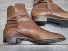 Vintage Womens Brown Leather Boots With Ankle Strap Size 5c