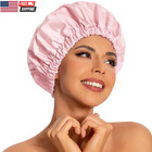 Reusable Shower Cap For Women  Large Waterproof Shower Bonnet Washable Elastic B