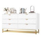  White 6 Drawer Dresser For Bedroom  53 5    Large Dresser With Metal Legs  