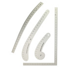 Metal Tailor Ruler Set  3 Curved 1 Rectangle  Sewing Or Pattern Drafting Tool