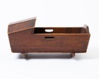 Antique Handmade Rustic Wood Doll Bed Rocking Hooded Cradle 15  L Folk Country