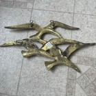 Vintage 1970s Flying Birds Seagulls Brass Metal Wall Hanging 7x13  Taiwan 