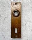 Antique Arts   Crafts Cast Brass Hardware Door Knob Back Plate 5 1 4 X 1 7 8