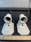 Vintage Art Deco Porcelain Wall Sconce Light Fixture Bases Pair White