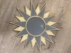 Vintage Mid Century Modern Sunburst Starburst Ivory Gold Plastic Wall Mirror
