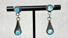 Vintage Sterling Silver Turquoise Dangle Stud Earrings Southwest Navajo Style