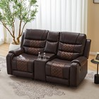 Modern Leather Reclining Loveseat 2-seater Set W  Storage   Cup Holders