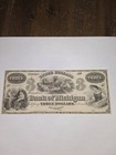 Bank Of Michigan  3 Obsolete Currency Note Marshall Michigan Banknote