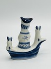 Vintage Gzhel Grandfather Ded Mazai With Hares Porcelain 4x4 Inch Figurine 