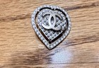 Chanel 100  Authentic Vintage Heart Cc Logo Gold  Creme Button - New rare  1 