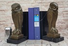 Art Deco Bronze Owl Bookends Mounted On Black Marble Vertical Bases Bookend Sale