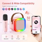 Portable Kids Karaoke Machine Bluetooth Speaker 2 Wireless Mics Led Lights Party