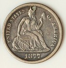 1887 Love Token Seated Liberty 10   - Engraved Ca  Chain Hole Lt17