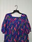 Vintage 60s Hawaiian Aloha Dress Mcm Muumuu Neon Psychedelic Paisley Sz S Cotton