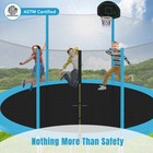 14ft Round Trampoline With Safety Enclosure Net  Basketball Hoop And Ladder