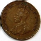 1929          Canadian Canada King George V One 1 Penny Small Cent Coin     f vf    
