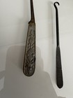 Antique Vintage Button Hook Lot Of 2 Decorative Steel Boot Shoe Glove Hooks