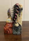 Native American Chief Bust Statue Resin Headdress Feathers Figurine Home Decor