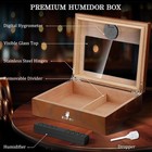 Desktop Cigar Humidor Cedar Wood Cigar Box With Digital Hygrometer   Humidifier