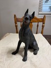 Vintage Black Sitting Great Dane Ceramic Dog Statue