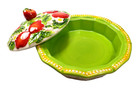Temptations  Hand Painted Figural Fruit Apple Mini Pie Dishes  Set Of 2 ceramic