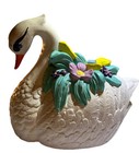 Rare Vintage Fitz   Floyd Swan With Feathers And Flowers Pre-loved 