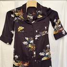 Madewell Womens Xs Satin Pajama Jumpsuit In Blooming Oasis Purple Floral Collar